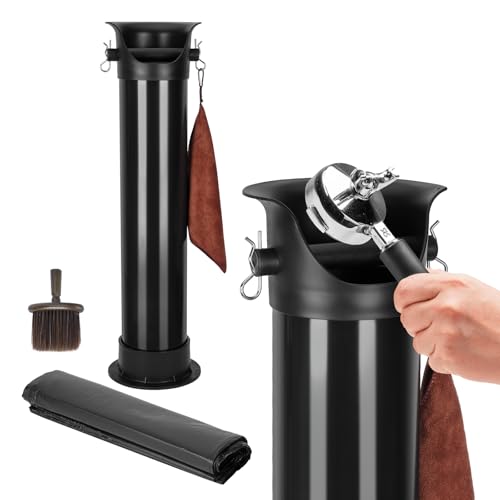 YAGEANNL Commercial Coffee Grounds Knock Box,Floor Standing Espresso Knock Box with Large Opening Grind Dump Collection Bin with Towel and Garbage Bags for Restaurants Home Kitchens Coffee Shop Bar