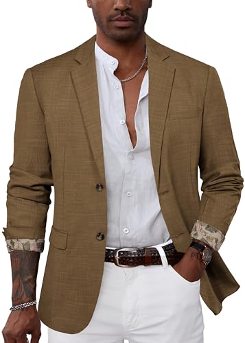 GRACE KARIN Mens Casual Slim Fit Jackets Business Jackets for Summer Coffee L