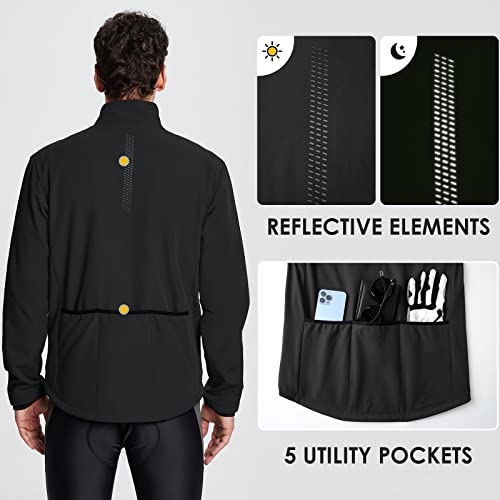 Baleaf Men's Winter Cycling Jacket Windproof Water Resistant Running Gear Cold Weather Softshell Coat Warm Pockets Black L #TOP1