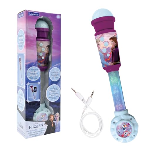 Lexibook Frozen La Reine des Neiges Microphone Lumineux pour Enfant, Jeu Musical, Haut-Parleur intégré, Effets Lumineux, Prise Aux-in, Violet/Bleu, MIC90FZLXB