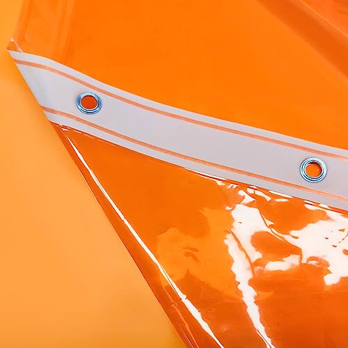 Image of Barossa Design Extra Long Shower Curtain Liner with 3 Magnets - 72 inch x 84 inch XL, Waterproof PEVA Lightweight Shower Liner for Bathroom, PVC Free, Metal Grommets - Clear Orange, 72x84