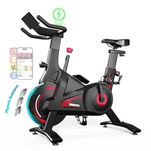 Bluearth Indoor Exercise Bike with Smart App, Adjustable Magnetic Resistance, Quiet Cardio Training Bike, Stable Triangle Frame, 300lbs Capacity for Home Workouts