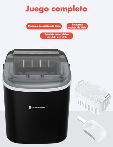 Miniatura 8 de Kitchenbrothers Maquina De Hielo - Ice Maker - Maquina De Hacer Hielo - Máquina Para Hacer Cubitos De Hielo Con Pala Para Hielo - 9 Cubitos De Hielo En 8 Min. - Portátil Con Asa - 1,2l
