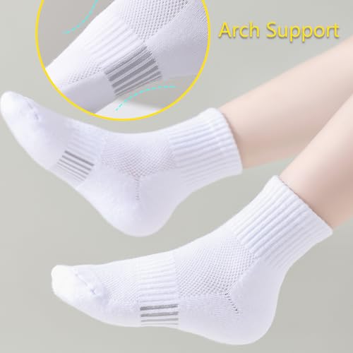 LO SHOKIM Ankle Socks Boys Running Socks Girls Cushioned Athletic Sock Kids Cotton Sports Quarter Sock Youth 5 Pairs2
