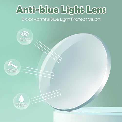 Image of Stylish Blue Light Glasses Round Lightweight TR90 Frames Computer Reading Glasses Vision Care & UV Protection