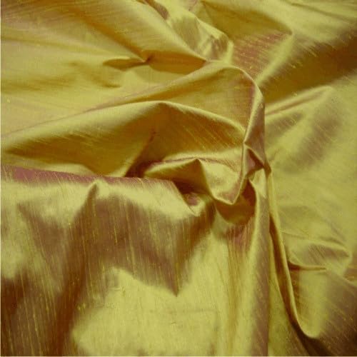 Silk Dupion Fabric, 100% Silk Yarn, 112cm Wide, Luxurious Slub Texture, for Fashion and Soft Furnishings, Multiple Colours (Deep Gold Shot Effect (31), Sample (15 cm x 15cm))