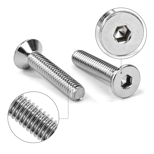 Tunejoy 30 Stück Senkkopfschrauben M6 x 30 mm Senkschrauben Edelstahl A2 V2A Senkkopf Innensechskant DIN 7991 Vollgewinde mit Inbusschlüssel