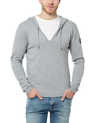 James Tyler Jersey con capucha para hombre, con cuello de pico, Gris claro Melange, L