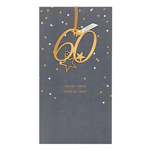 UK Greetings Tarjeta de 60 cumpleaños, feliz 60 cumpleaños, disfruta de tu tarjeta de cumpleaños especial del día – bonita tarjeta de cumpleaños, 736113-0-1, multi