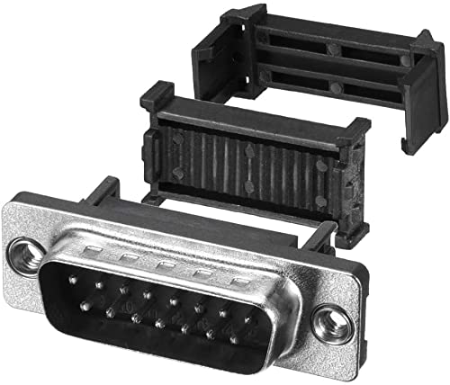 XYWHPGV IDC Flat Cable Connector D-Sub 2 Row 15 Pin Male Connector IDC Crimp Port Connection Terminal for Flat Flat Cable Black Pack of 10(8a5cb 5561c 16f13 a7bfa 6fa19 80