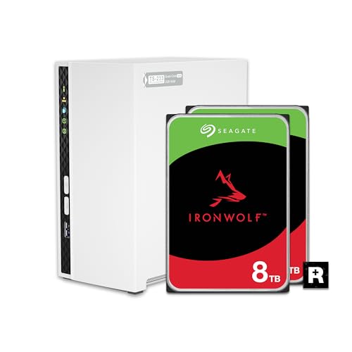 QNAP 2xCz[NASA8TBXg[WeʁAOݒςRAID 1 Seagate IronWolfhCuohA1GbE|[gt (TS-233-28ST-US)