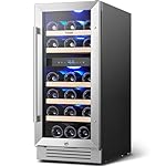 Yeego Wine Fridge Cooler - 15 Inch Dual Zone Wine Fridge Hold 28 Bottles, 40-65°F Wine Refrigerator Glass Door, Built in, Freestanding Under Counter Fridge Lockable for Beer Soda Drink Home Bar Office