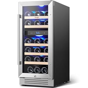Yeego Wine Fridge Cooler – 15 Inch Dual Zone Wine Fridge Hold 28 Bottles, 40-65°F Wine Refrigerator Glass Door, Built in, Freestanding Under Counter Fridge Lockable for Beer Soda Drink Home Bar Office