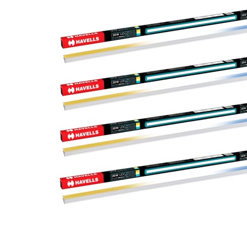 Havells Triyca 20W Led Batten | 2000 Lumen Light Output| Three Color Temperatures (3000K,4000K,6500K)| Surge Protection Up To 4Kv| | Made In India| Pack Of 4