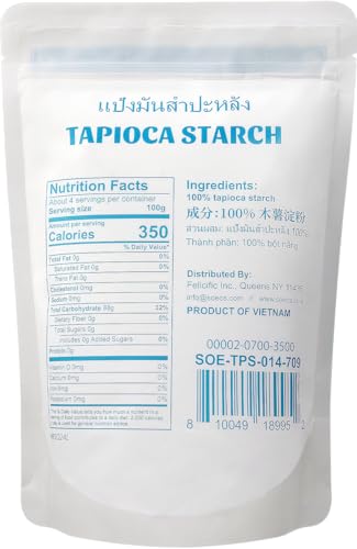 image for Soeos Tapioca Flour Starch, 14 Ounce, All Natural Tapioca Starch for B