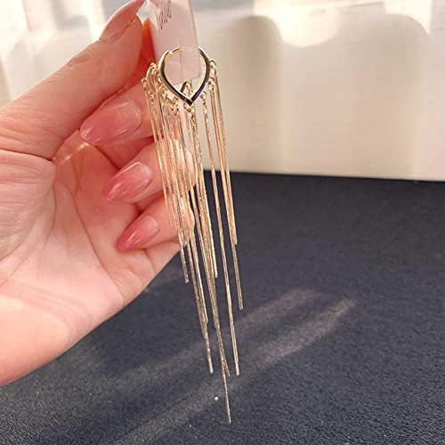 Yheakne Boho Long Tassel Chain Earrings Fringe Drop Dangle Earrings Gold Dangling Chain Tassel Earrings Vintage Statement Earrings Jewelry for Women and Girls Gifts