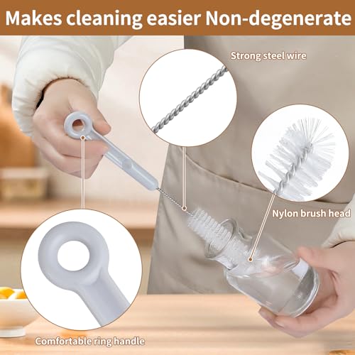 HYJJRYP Pipe Cleaner Brush - Flexible Stainless Steel Plus Handle Brushes 12-Piece Set Long Straw Cleaning Brushes and Soft Sewer Brushes Cleaning Equipment cpap Hose Brush - Thumbnail 6