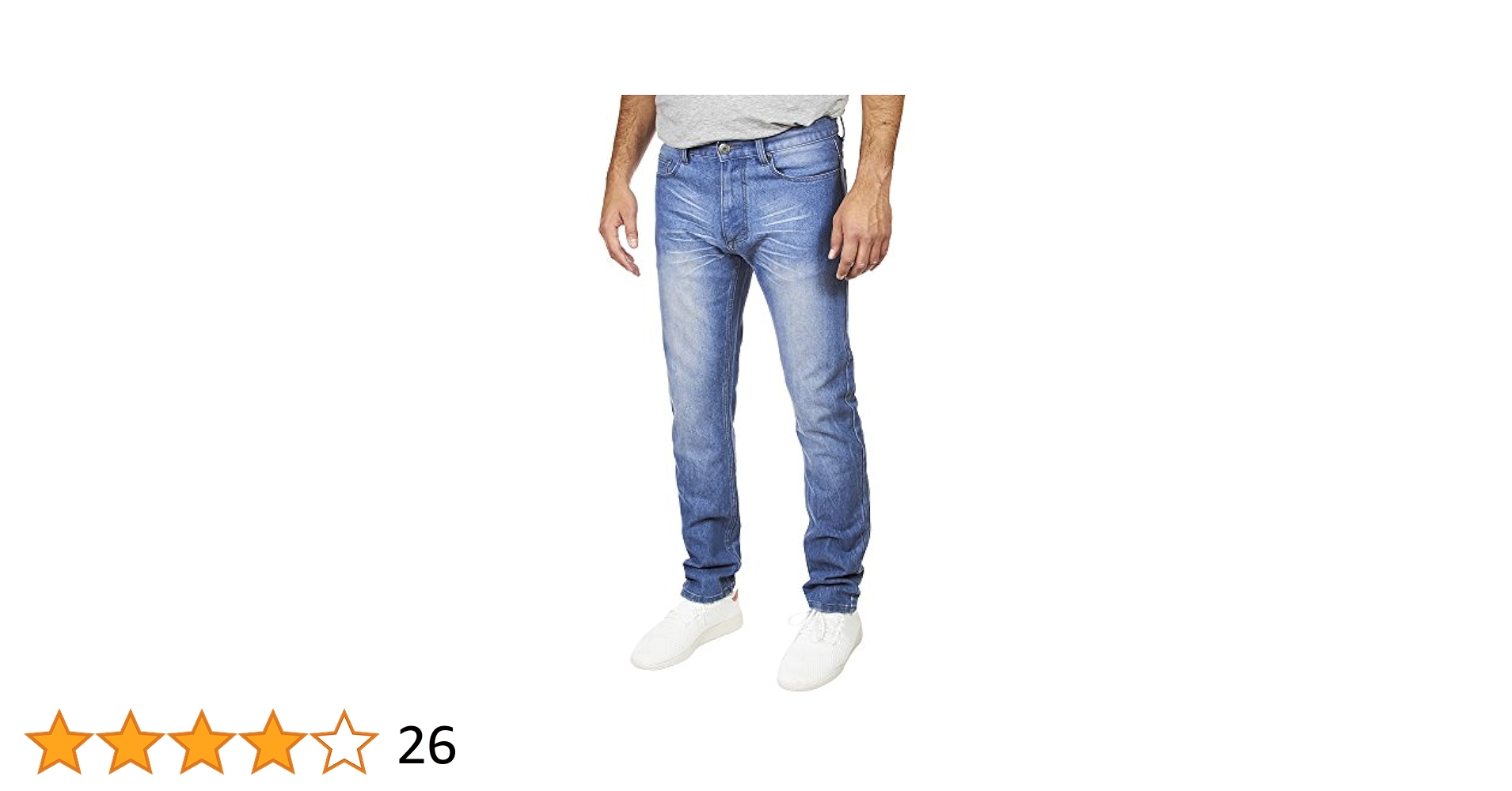 VINTAGE GENES 1891 Mens Stretch Slim Washed Denim Jeans Blue