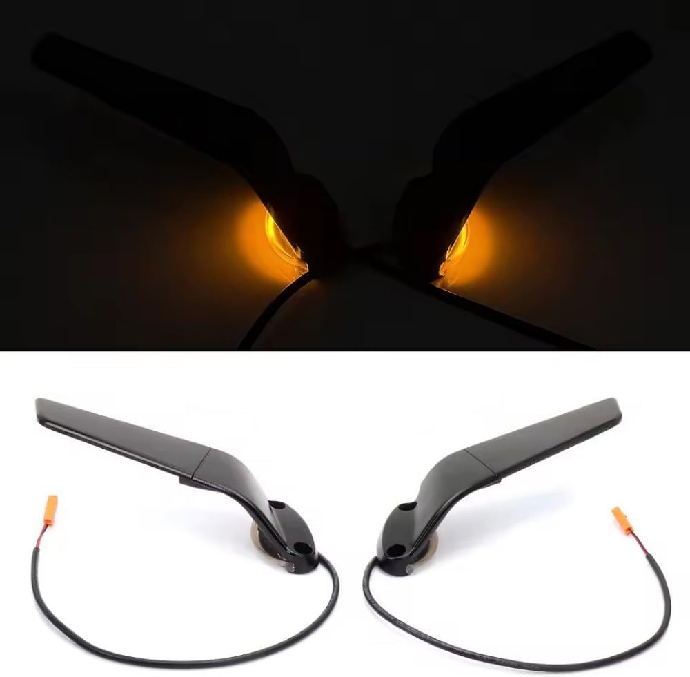 Compatible with Kawasaki Ninja 1000 ZX-10R(2019-2025)/ ZX-10RR(2017-2025) Motorcycle Side Mirrors with LED Turn Signal Light Aluminum Blue Lenses Rearview Mirrors