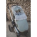 Koeka Kinderwagen Fußsack - Buggy Schlafsack - Mit Teddy Gefüttert - Mit Kapuze - Oslo - Waffelstoff Aus Baumwolle - Atmungsaktiv - Abwaschbar - Grün/Grau - Einheitsgröße