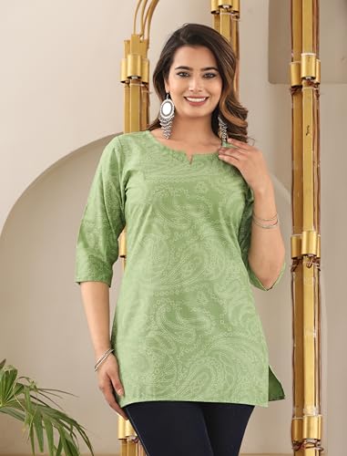 Image of Cotton Printed Short Kurti for Women