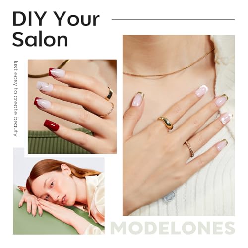 Image of Modelones Short Square Nail Tips - 510Pcs Gel Fake Nail Tips Pre-shaped Half Matte Full Cover Clear Acrylic Gel Kit False Press on Nails for Extension DIY Salon 15Sizes