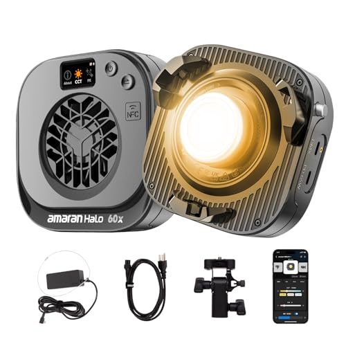 amaran Halo 60x 63W COB LED�r�f�I���C�g �o�C�J���[ 2700K-6500K USB-C PD���d �ő�3,270lux 85°�L�p Bowens�}�E���g�Ή� DMX�Ή� �A�v������ �N���G�C�^�[����