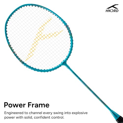 Image of Hundred Powertek 200 Aluminium Badminton Racket Combo, 1 Strung Racket with Full Cover & 3 Aura Nylon Shuttlecocks, Lightweight Shuttle Bats for Match Play
