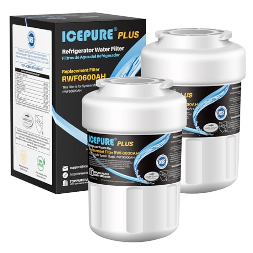 Image of ICEPURE PLUS NSF53&42 RWF0600AH Replacement for GE MFW, MWFP, 197D6321P006, WFC1201, MWFA, PC75009, HDX FMG-1, 46-9996, Refrigerator Water Filter 2PACK