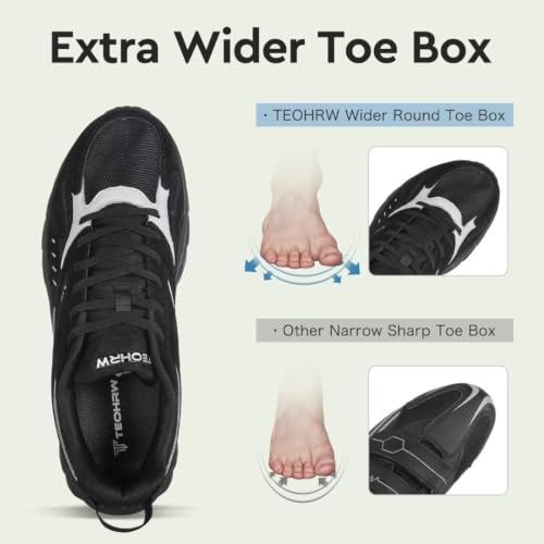 Image of Men's Extra Wide Walking Sneakers Wide Toe Box Orthopedic Shoes with Arch Support for Flat Feet & Foot Pain Relief