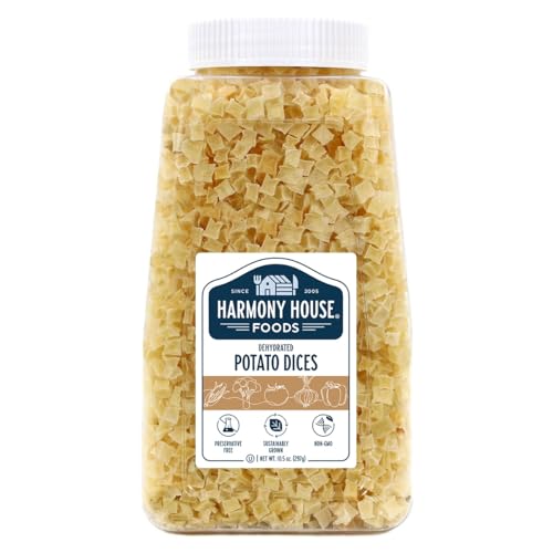 Harmony House Foods Dehydrated Diced Potatoes - Dried Potato Pieces, For Hash Browns, Stews, Soups, Home Fries, and More, 10.5 Ounces