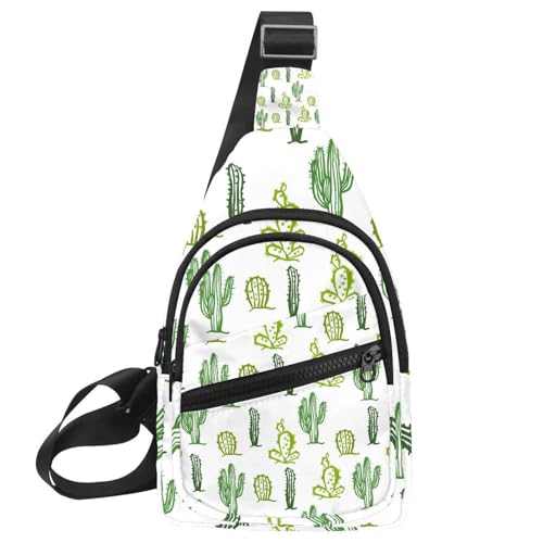 Bandolera cruzada regulable de pecho multicolor con bonitos cactus dibujados a mano