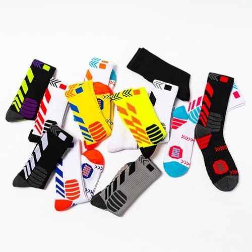 5 pairs of mid-tube towel-soled sports socks, men's autumn and winter casual basketball socks3