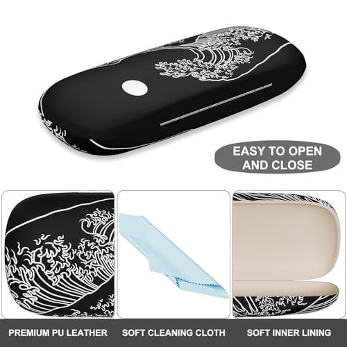Image of Eyeglasses Case, Portable Hard Shell Protective Case for Glasses, Eyeglass Holder Box for Women with Cleaning Cloth