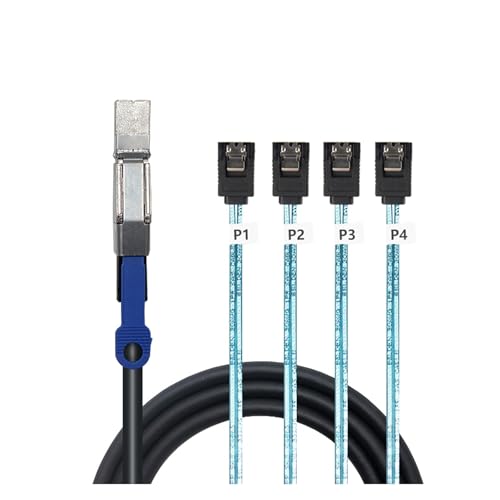 Cable servidor datos M1ni S/A/S HD 0.5 m SFF-8644 a 4 SATA 7P miniatura 3