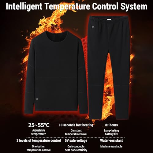 Tomshin Conjunto de roupa íntima de aquecimento elétrico para homem com 22 áreas de aquecimento de e
