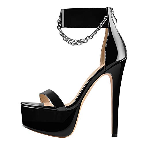 Only maker Damen Sandalaletten mit Absatz Absatzsandalen Blockabsatz Absatzschuhe Absatzsandalen Stöckelschuhe Schwarz EU 39