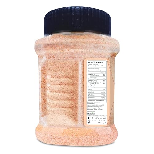 هيربيون ناتشورالز ملح الهيمالايا الزهري، 1.25 كجم، حبوب دقيقة، 84 مغذيًا ومعادن، جودة ممتازة، ملح طبيعي بالكامل، يغسل ثلاث مرات في مياه الينابيع.