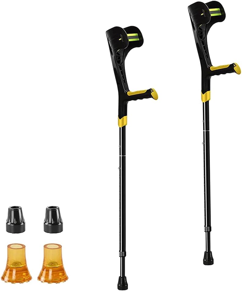 Crutches Elbow Crutches Foldable 4 Colors Adjustable Crutches with Reflector for Kids, Teens Canes Forearm Crutches