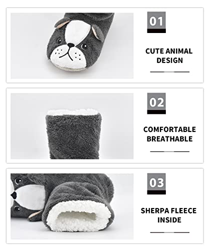 Image of DICUIRD Womens Slipper Socks Comfy&Warm Animal Non-Skid Bedroom Slipper Booties
