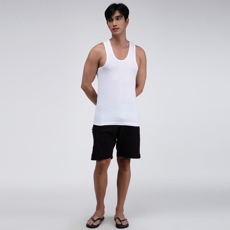 Amul Comfy White Men Cotton Solid Vest Sleeveless (Pack of 4) 1