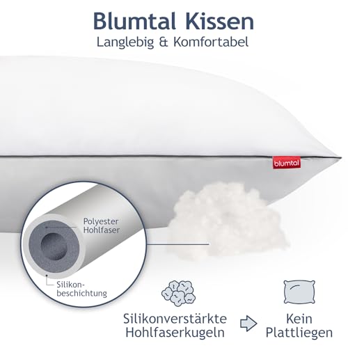 Blumtal Kopfkissen 80x80 cm - Nackenkissen mit anpassbarer Füllung - 100% Mikrofaser & waschbar bis 95 Grad - höhenverstellbares Kissen