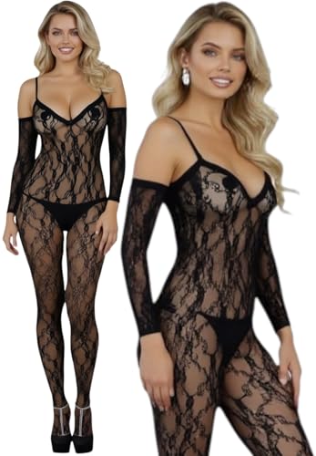 Image of ToBeInStyle Women's Long Sleeve Bodystocking Bodysuit Lingerie Regular & Plus Sizes