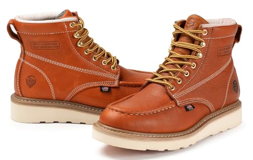SUREWAY 6in Waterproof Wedge Moc Toe Work Boots for Men - Soft Toe,Premium Full-Grain Leather,Comfort Insole,Oil/Slip Resistant,Real Goodyear,EH Rated Industrial Construction Boots/Shoes4