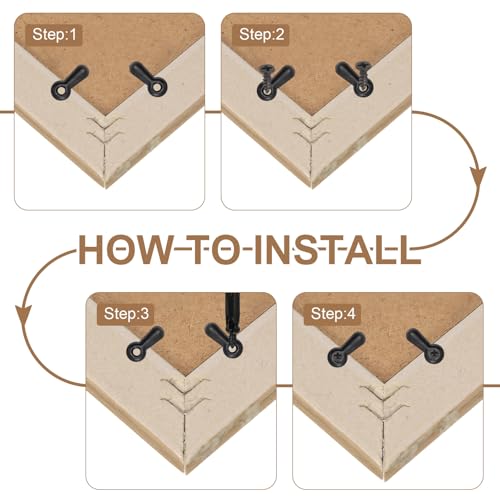 Image of uxcell 200pcs Picture Frame Backing Clips, 0.63 inch Photo Frame Turn Buttons Fasteners Hardware Corner Clip with 200pcs Screw for Hanging Pictures Craft Drawings, Black