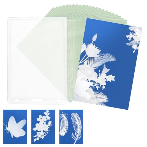 24 Pcs Sun Print Paper Kit, A7 Cyanotype Paper & Folder High Sens...