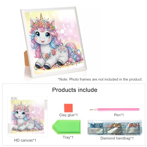 Image of AiYuanzsh Unicorn Diamond Painting Kits for Adults, 12x12 Inch | 5D Special Shape, Crystal Rhinestone, Fantasy Cartoon Animal Design, For Beginners, Home Wall Decor Gift
