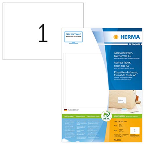 Étiquettes HERMA SuperPrint A5 pour l'impression de grands codes-barres