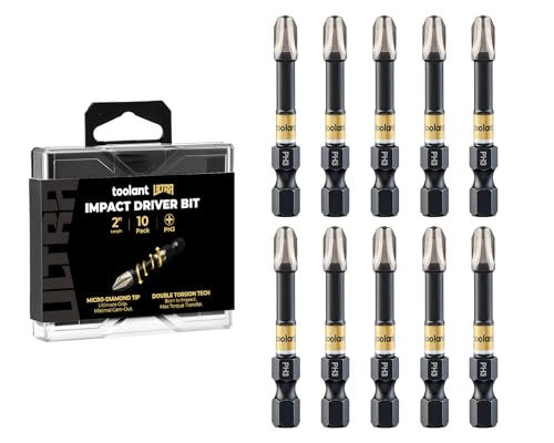 Image of toolant PH3 Phillips Impact Bit Set, 2 Inch, 10-Piece, Magnetic