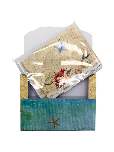 Image of Poster Foundry Seashells Boxed Note Cards by Carol Wilson. 10 embossed 4x5 Die-Cut Notecards and Matching Envelopes in Decorative Gift Box with Magnetic Flap. NCP2343